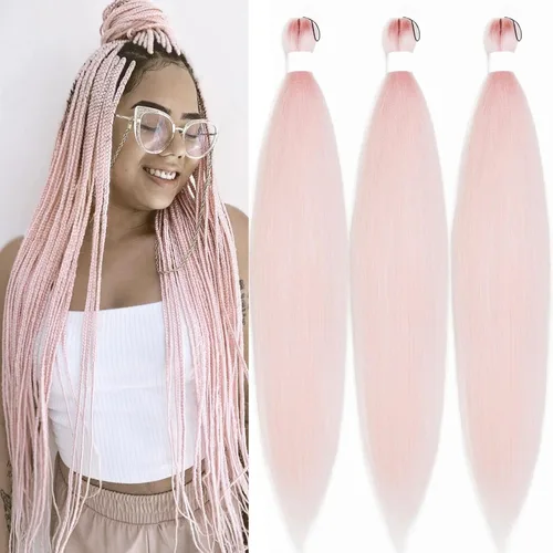 Vista 48 de Pelo trenzado corto 1B negro preestirado Extensiones de pelo trenzado para niños para trenzas de caja sin nudos, pelo trenzado preestirado de 16