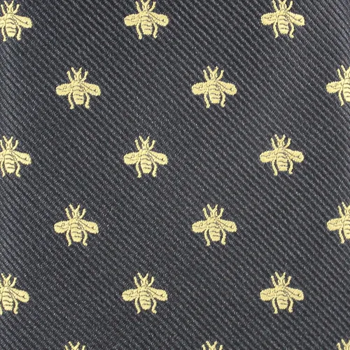 Vista 4 de mendepot Bee Necktie con caja de microfibras de Jacquard Oro Bee Pattern Necktie