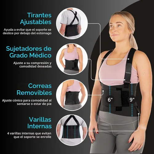 Vista 5 de Apoyo Industrial – Cinturón para trabajar con liguero tirantes, 03B0401M, m, Negro, 1