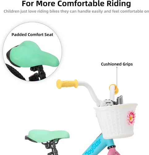 Vista 3 de JOYSTAR 12 14 16 Inch Kids Bike for 2-7 Years Girls 33-53 Inch Tall, Toddler Girls Bike with Training Wheels, Rainbow Bikes, Children Bicycle