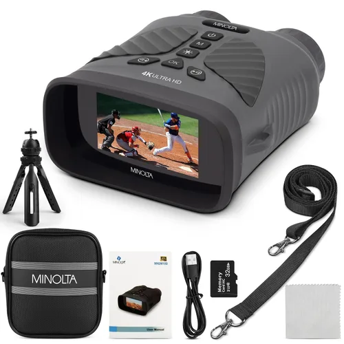 Vista 9 de Minolta Monocular digital de visión nocturna 10x25 con cámara de video HD 4K incorporada (negro)