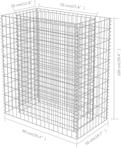 Vista 8 de Gabion cama elevada, cestas de gaviones, camas de jardín galvanizadas, gaviones, pared de gaviones, alta capacidad de carga, acero galvanizado 35.4