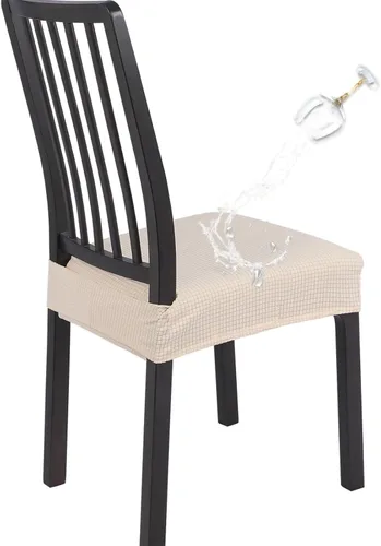 Vista 21 de SearchI Juego de 4 fundas de asiento para sillas de comedor repelentes al Flor roja beige