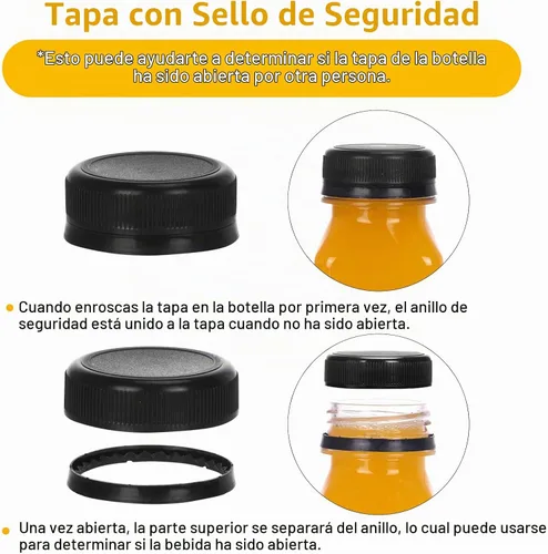 Vista 4 de Moretoes 36 botellas de jugo de 4 onzas, botellas pequeñas de plástico con tapas, recipientes transparentes reutilizables con tapas para jugos