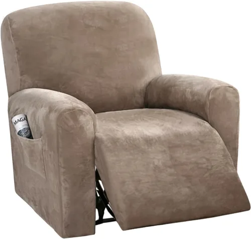 Vista 26 de H.VERSAILTEX Fundas elásticas de terciopelo para sillón reclinable, 6 piezas, fundas para loveseat reclinable de 2 cojines, fundas para sofá