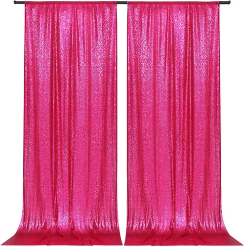Vista 37 de PartyDelight Cortinas de fondo de lentejuelas color azul bebé, 2 paneles de 2 x 8 pies, alta densidad de 0.118 in, fondo de lentejuelas brillantes