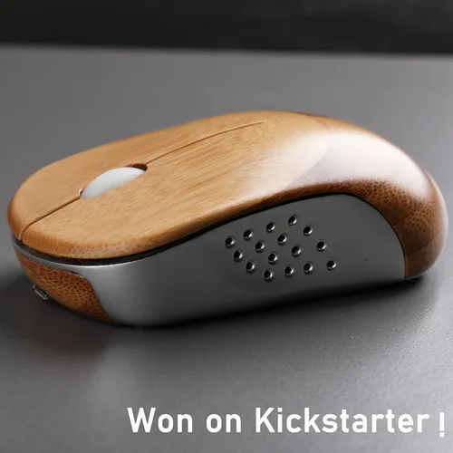 Vista 2 de Icemouse - Mouse inalámbrico de bambú – Ratón óptico silencioso recargable, 4 DPI, receptor USB, ecológico para portátil y PC