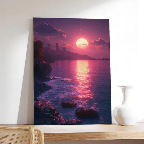 Vista 7 de Synthwave Neon Sunset Poster – Vaporwave Aesthetic Digital Art – Retro Futuristic Wall Decor for Bedroom Or Office Canvas Poster Wall Art Decor