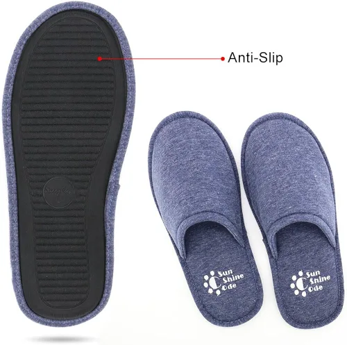Vista 4 de Sunshine Code Pantuflas lavables de algodón de espuma viscoelástica con bolsa de viaje a juego para el hogar, hotel, spa, dormitorio