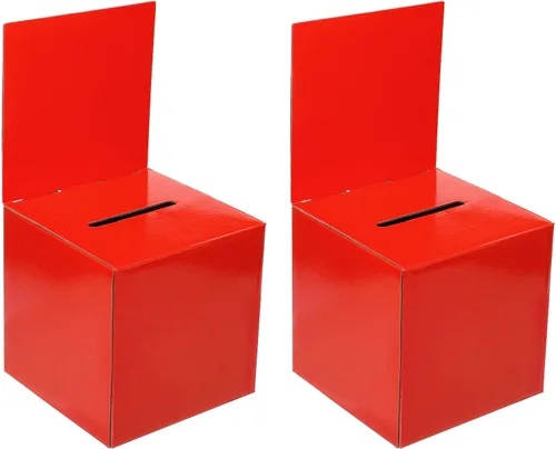 Vista 6 de PATIKIL Caja de sugerencias de cartón, 2 urnas de 6 x 6 x 6 pulgadas con cabecera extraíble para rifa, sugerencia, colección, propina, donación, Azul