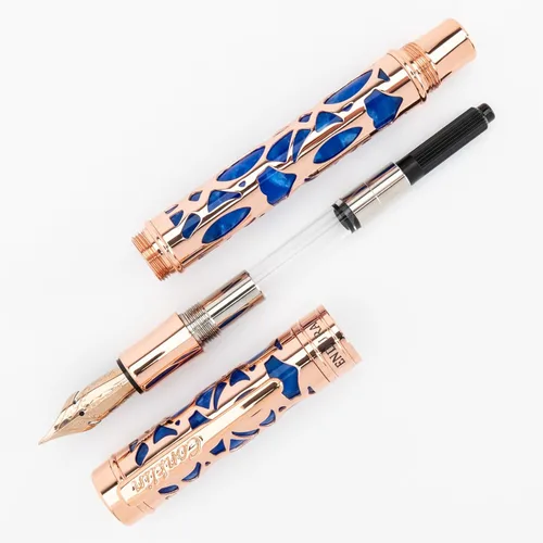 Vista 8 de Conklin Endura Deco Crest - Pluma estilográfica en azul, punta media, instrumento de escritura prémium