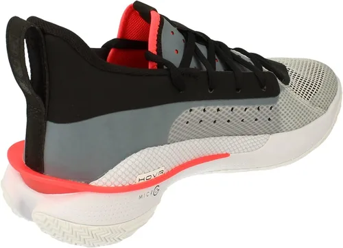 Vista 3 de Under Armour Curry 7 - Tenis de baloncesto para niños preescolares 3022114-100, BlancoNegroRojo