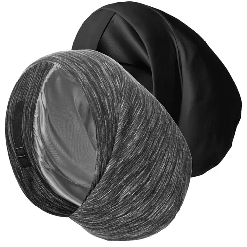 Vista 7 de Gorro de satén con forro de seda, cubierta ajustable para el cabello para mujeres y hombres, gorro de noche para el cuidado de pacientes