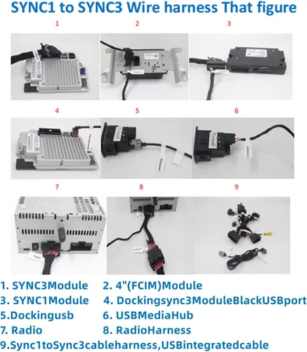 Vista 4 de Arnés de conversión PNP SYNC 1 a SYNC 3 de 4 a 8 pulgadas, adecuado para Ford Edge Fusion F-150 Mustang Super Load Power Harness Adapter y adaptador