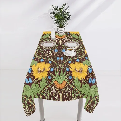 Vista 276 de Mantel Floral Retro de Pájaros, Diseño Original Bohemio William Morris Estampado Cubierta de Mesa para Hogar Picnic Fiesta Comedor Cocina William