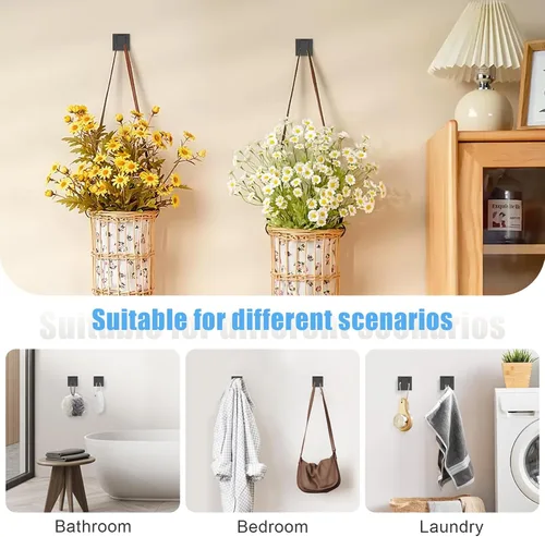Vista 5 de TURS Juego de accesorios de baño negro de 4 piezas, incluye toallero de 24 pulgadas, soporte para toallas de mano, gancho para toallas, soporte
