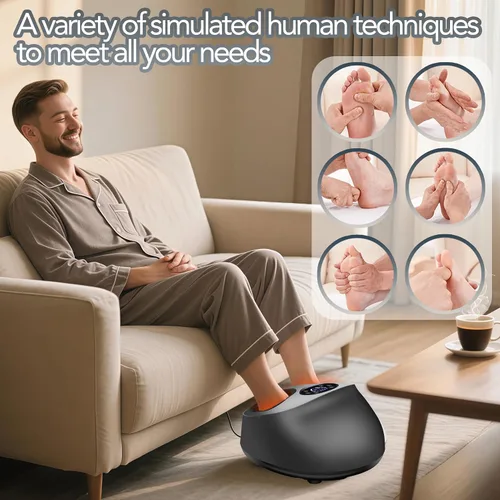Vista 4 de Shiatsu - Masajeador de pies con calor, amasamiento profundo para fascitis plantar, vibración, máquina de masaje de pies con control remoto