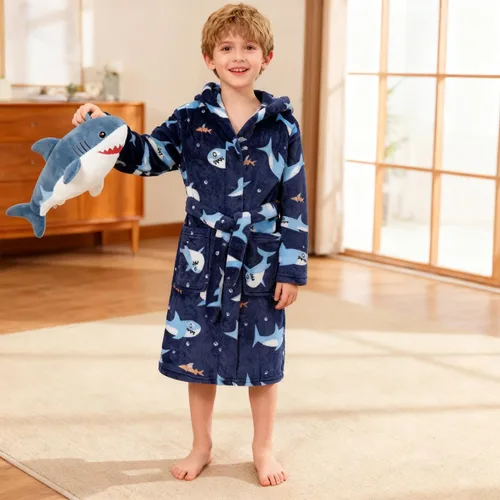 Vista 183 de E.W Apparel Bata de baño de forro polar con capucha para niños, bata suave y mullida para niños pequeños