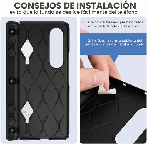 Vista 3 de Ruky - Funda para Galaxy Z Fold 4 con protección de bisagra, color negro