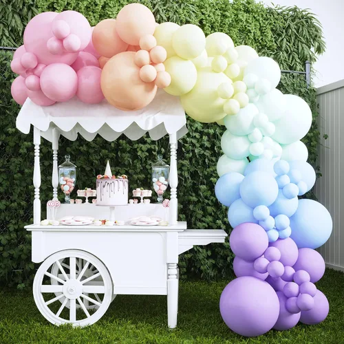 Vista 3 de HOUSE OF PARTY Globo de fiesta verde pastel – 100 unidades Globos de látex de 5 pulgadas con diferentes tamaños para decoraciones de graduación