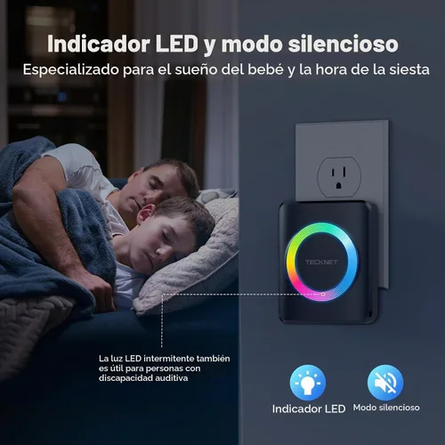 Vista 5 de TECKNET Timbres Inalámbricos para el Hogar, IP65 Impermeable 1,300 Pies 120dB Timbre de Puerta Inalámbrico para Aula con 60 Melodías y 5 Niveles