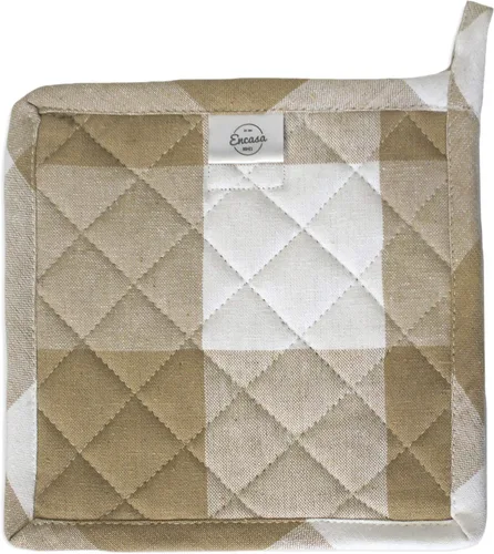 Vista 4 de Encasa XO Soportes para ollas, almohadillas acolchadas para cocina, 8 x 8 Cuadros beige búfalo