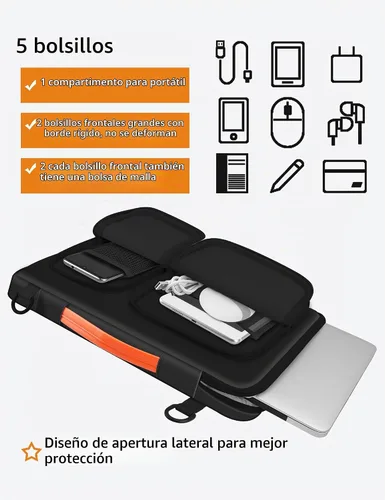 Vista 4 de Alfheim Funda para laptop de 15,6 a 16 pulgadas, protección de 360°, impermeable, a prueba de golpes, ligera, para MacBook Pro 16, compatible