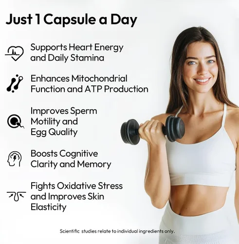 Vista 2 de BIGVITA CoCrystal CoQ10 + 120 mg de ubiquinol - Fórmula de ultra absorción con PQQ, SOD y BioPerine - Apoya la vitalidad cardíaca, energía y celular