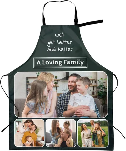 Vista 12 de Delantales personalizados con dos bolsillos para mujeres y hombres, delantales personalizados impresos con texto fotográfico para cocinero de cocina