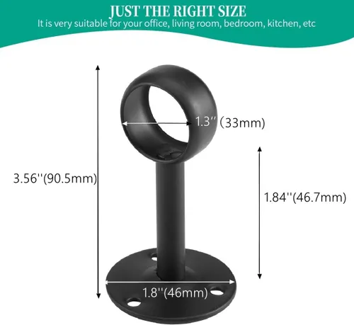 Vista 5 de Soportes de cortina para montaje en techo, soportes de barra de 1 1/4 pulgadas (2 piezas, negro)
