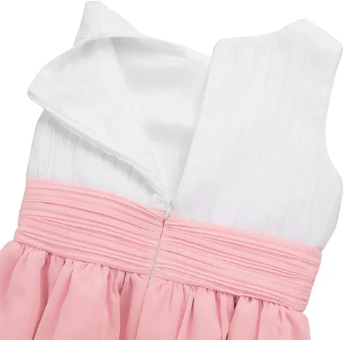 Vista 7 de YiZYiF Vestido plisado de gasa sin mangas para niña de las flores, vestido de dama de honor