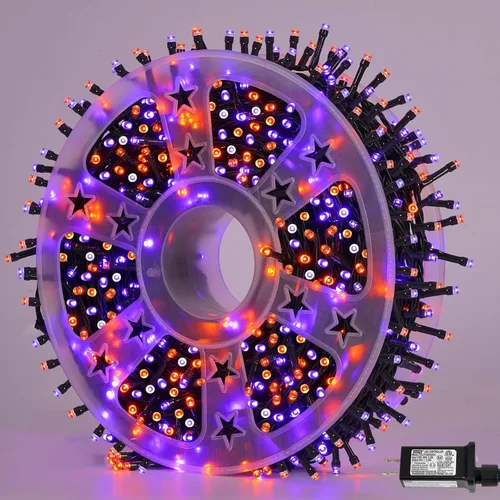 Vista 29 de YEGUO 500 luces LED de Navidad rosas de 165 pies, impermeables, para exteriores, cadena de luces de alambre verde para interiores, 8 modos de luces