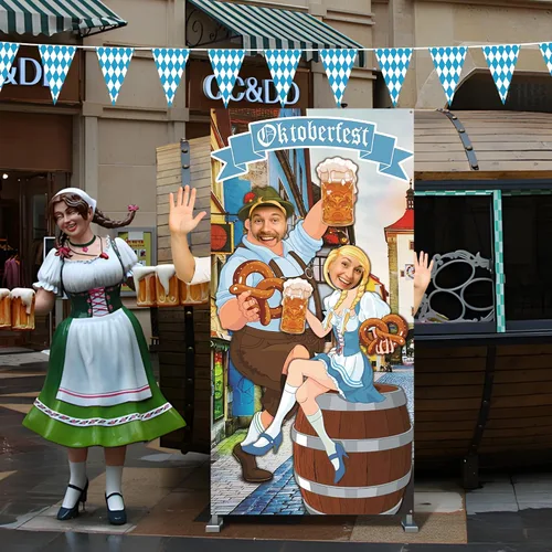 Vista 5 de Iceyyyy Juego de accesorios para fotos de Oktoberfest – 6 x 3.3 pies para el Oktoberfest para puerta de fotos y telón de fondo y 22 pies de bandera
