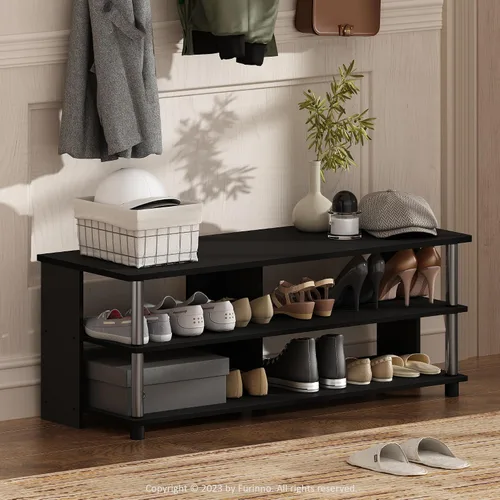 Vista 25 de Furinno Turn-N-Tube - Zapatero estrecho de 3 niveles, zapatero con organizador curvado independiente, 11.7 x 23.6 x 21.9 pulgadas, para entrada