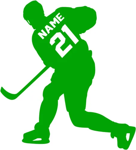Vista 7 de VWAQ - Adhesivo decorativo para pared con diseño de jugador de hockey, personalizable, para habitación de niños, CS23