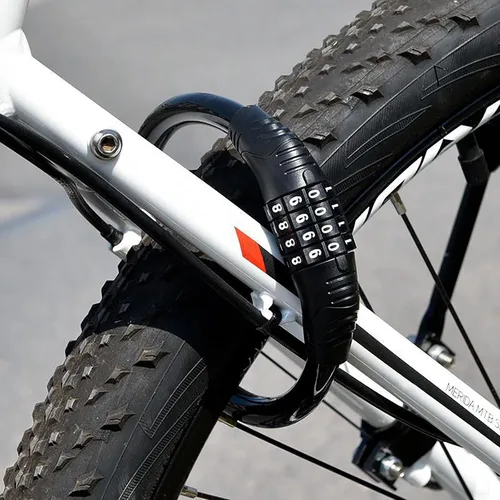 Vista 5 de CUIWEI Cable de bloqueo de bicicleta, resistente antirrobo, cadena de bloqueo de bicicleta, cable de bloqueo de código portátil, candados