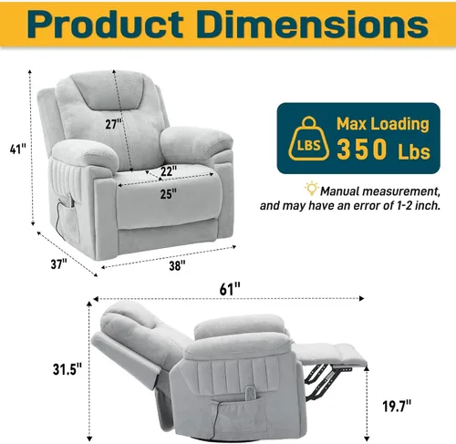 Vista 3 de Silla reclinable mecedora eléctrica automática con 3 velocidades