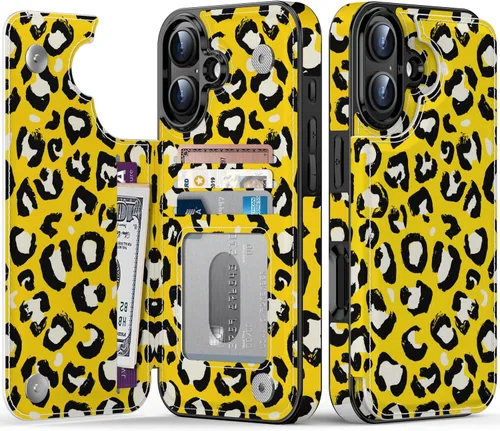 Vista 98 de LETO para iPhone 15 Pro Funda tipo cartera - Tapa tipo folio con patada - Diseños de moda - Tarjetero - Funda protectora para mujeres y niñas - 6.1