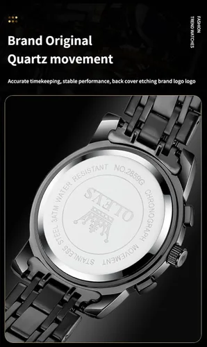 Vista 8 de OLEVS Relojes para hombre, resistente al agua, de lujo, gran cara, reloj analógico de cuarzo de acero inoxidable, relojes de vestir analógicos