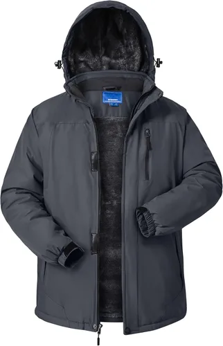 Vista 7 de Chaquetas de invierno para hombre, abrigos de esquí cálidos impermeables con capucha para clima frío