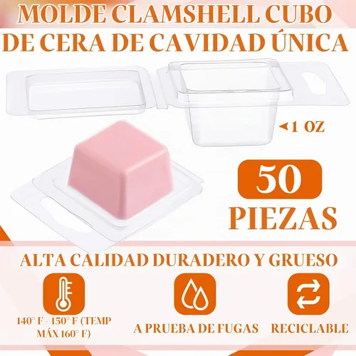 Vista 4 de Moldes de cera derretida Wesiti – 50 piezas de conchas transparentes vacías de plástico para velas sin mecha, moldes de chocolate DIY, moldes
