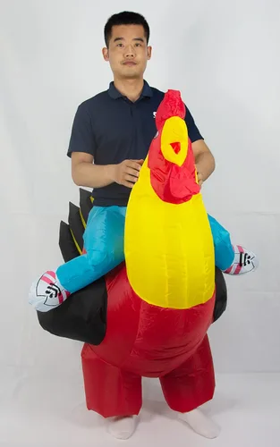 Vista 3 de JYZCOS Disfraz inflable de gallo para adultos disfraz de gallo de Halloween gallo dorado para adultos Adulto