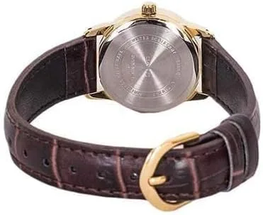 Vista 3 de EAW-LTP-V002GL-9BUDF Casio LTPV002GL-9B Reloj de cuarzo de cuero marrón para mujer, Reloj de cuarzo