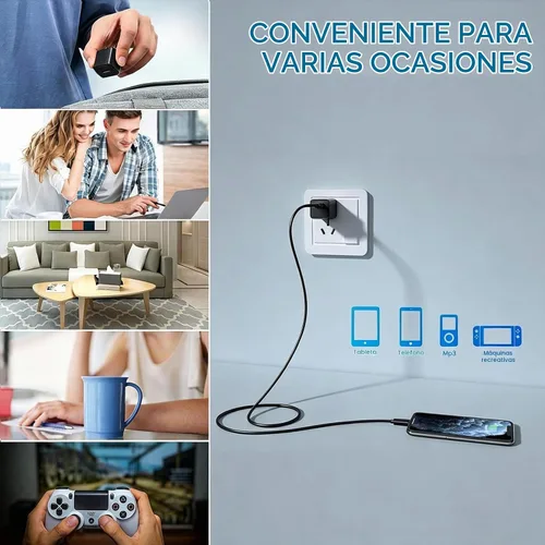 Vista 8 de Cargador de iPhone, [certificado MFi] Paquete de 2 cables Lightning de 6 pies de sincronización de datos con 2 cargadores de pared USB adaptador