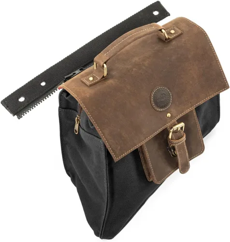 Vista 3 de Overland Outfitters Bolsa de sillín Sherpa – Compatible con Jeep Wrangler JL 2018-2022 – Cuero y lona de alta calidad – Se adapta a guardabarros