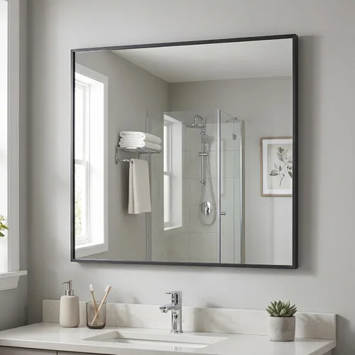 Vista 26 de BEAUTYPEAK Espejo de pared rectangular dorado de 24 x 36 pulgadas con marco de metal, se cuelga horizontal o vertical para sala de estar