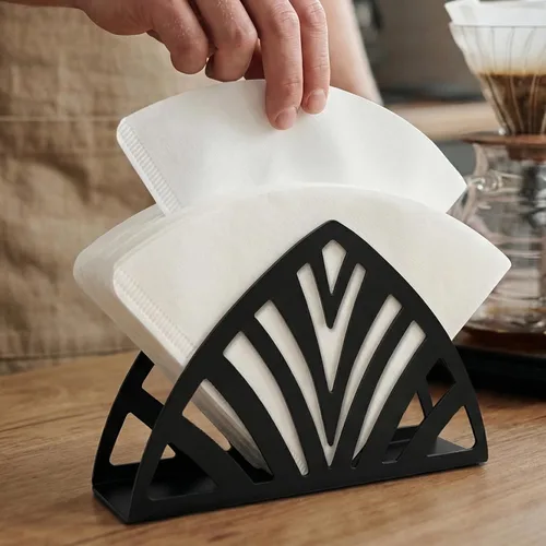 Vista 9 de Resama Servilletero de pie moderno para mesa, dispensador de servilletas de metal negro, tenedor, cuchara estilo servilletero, adecuado para cocina