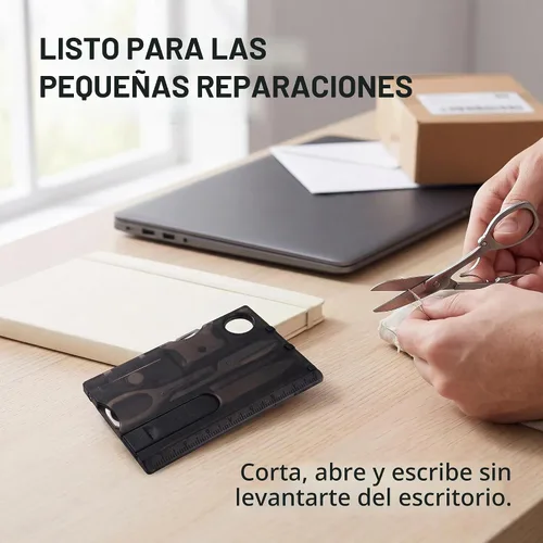 Vista 4 de Multiherramienta negra de bolsillo 12 en 1, equipo de supervivencia de tamaño de tarjeta de crédito para EDC Kit multiherramienta compacto