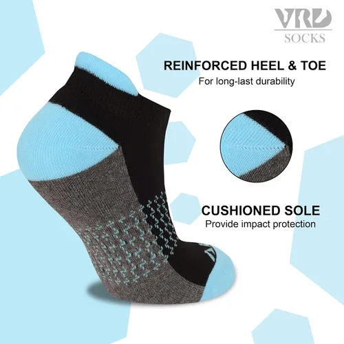 Vista 5 de VRD Womens Ankle Socks, Bamboo Rayon 6-Pairs Athletic Running Low Cut Socks With Tab