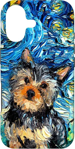 Vista 32 de iPhone 16 Yorkshire terrier Starry Night Cute Yorkie Dog Art por Aja Case